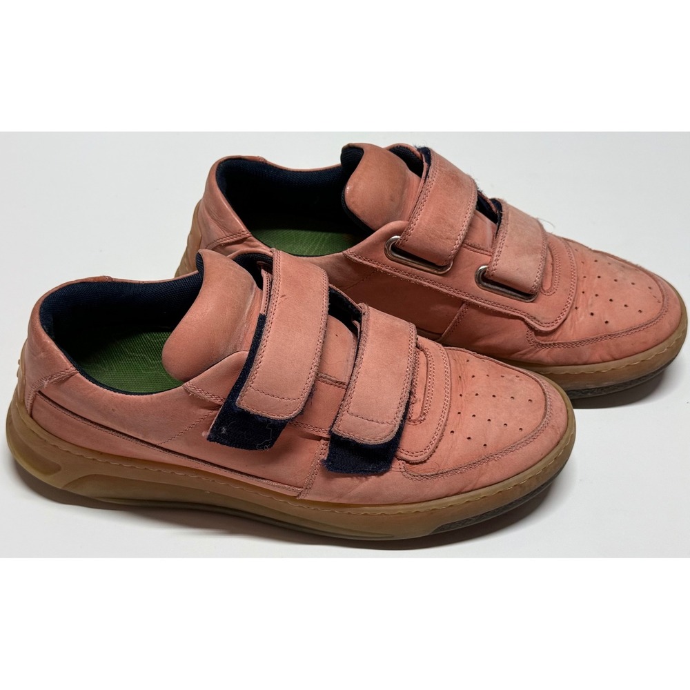 Acne Studios Triple Lo Pink Leather Hook and Loop Sneakers Mens 43 Face Logo